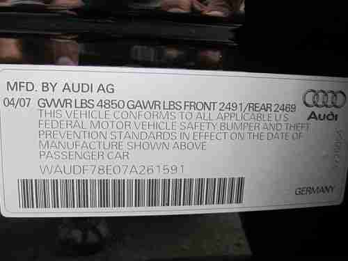 AUDI A4 2007 REPAIRABLE SALVAGE IMMACULATE 2.0 TURBO QUATTRO BLACK, US $7,500.00, image 9