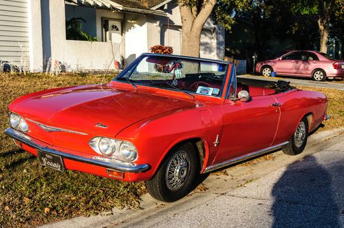 1965 red corvair monza convertible