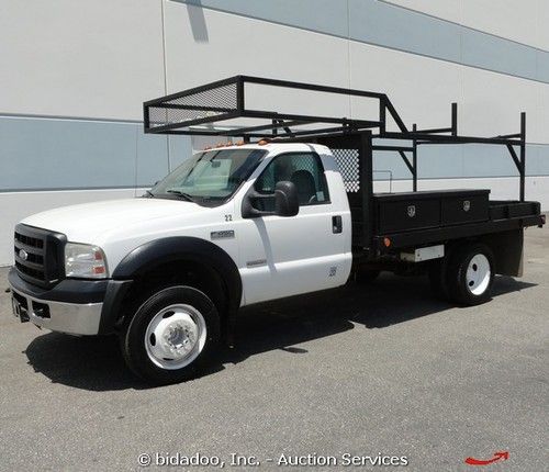 2006 ford f450 xl 8' flatbed truck air compressor pto utility diesel v8 bidadoo