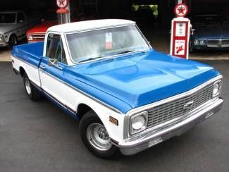 72 c10 swb cheyenne pick up  tahoe blue white 350 auto ps pdb blue houndstooth