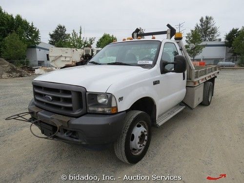 Ford f450xl flatbed dump truck aluminum bed hoist dually auto ac v10 low miles