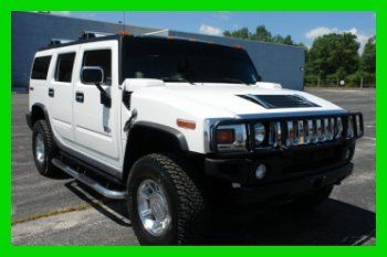 2005 hummer h2~white~nav~heated seats~sunroof~new car trade in~jump seat~clean!