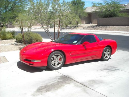 2002 red corvette coupe - 6 speed, hud, 2 tops, low miles, tastefully modded!