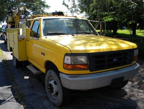 1996 ford f-450 super duty utility truck with welder and crane