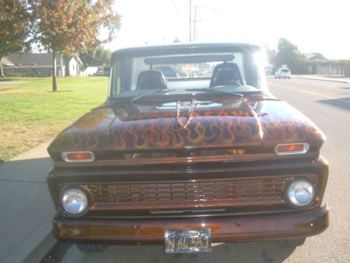 1963 chevrolet short bed step side with custom air brushed flames paint job