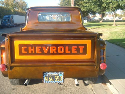 1963 chevrolet short bed step side with custom air brushed flames paint job, image 3