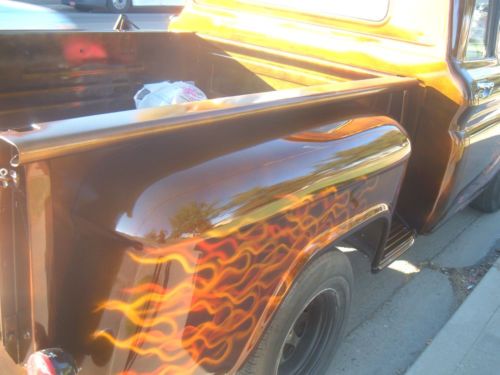 1963 chevrolet short bed step side with custom air brushed flames paint job, image 5