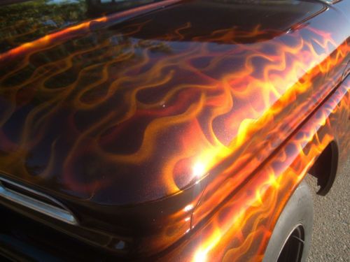 1963 chevrolet short bed step side with custom air brushed flames paint job, image 13