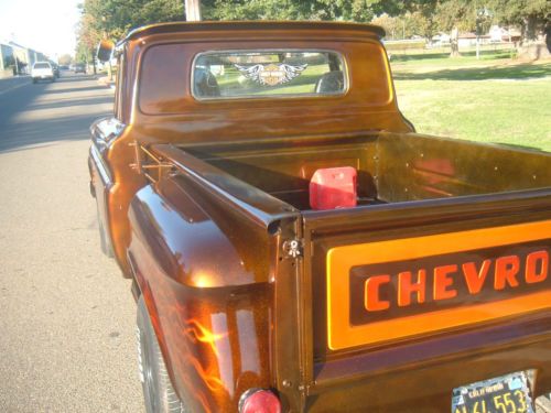 1963 chevrolet short bed step side with custom air brushed flames paint job, image 19