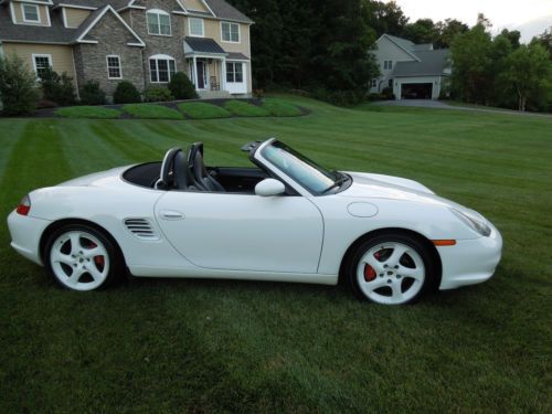 2003 porsche boxster roadster s convertible white with white factory wheels-rare