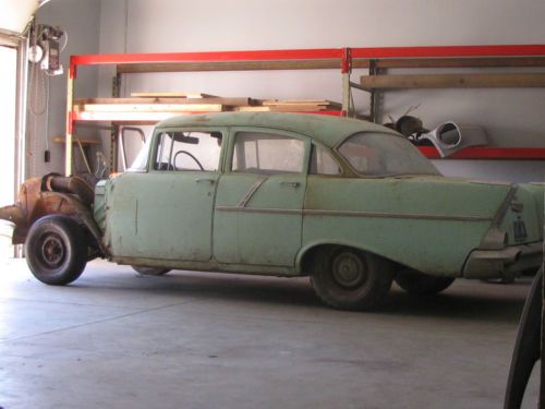 1957 chevrolet 150 4 door sedan chevy 235 three speed no reserve!!! bellaire 210