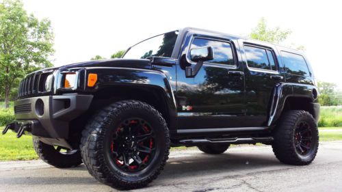 2006 hummer h3 awd 4x4 sunroof black on black cd dvd 18&#034; wheels 33&#034; tires