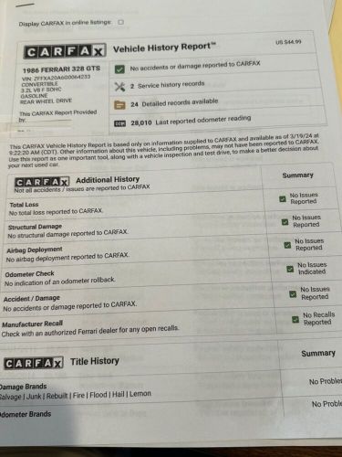 1986 Ferrari 328, US $100,328.00, image 35