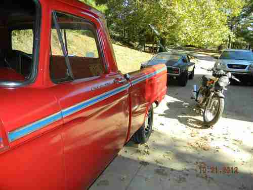 1964 f-100 custom cab red, 3 spd, big block, image 2