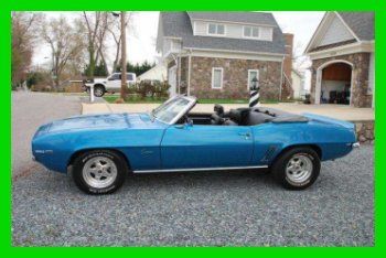 1969 chevy camaro convertible 4-speed manual 350 v8 crate blue