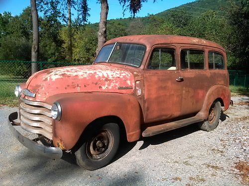 1949 chevy suburban carryall clam shell 3100 half ton. advance design barn find.