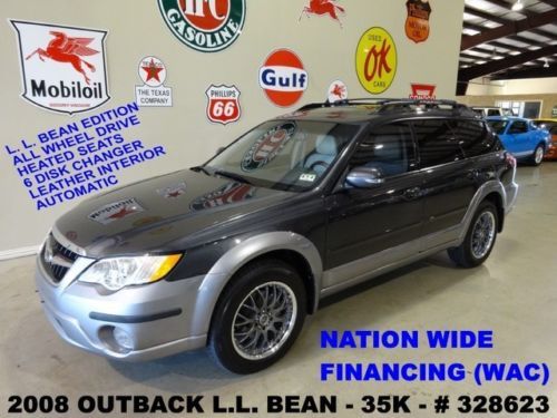 08 outback l.l. bean awd,auto,sunroof,htd lth,6 disk cd,17in whls,35k,we finance