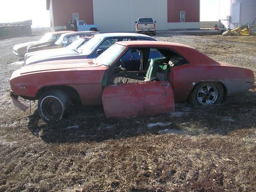 1969 chevy camaro red roller v8 4 speed car needs restored