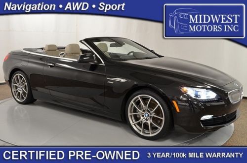 2012 bmw 650i xdrive awd convertible black one owner led hl driver assist 2013