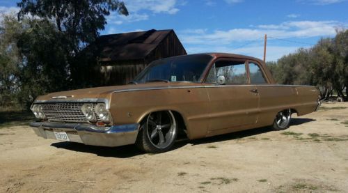 1963 chevy biscayne twin turbo 550hp ls 5.3 bagged  restomod patina hot rod nova