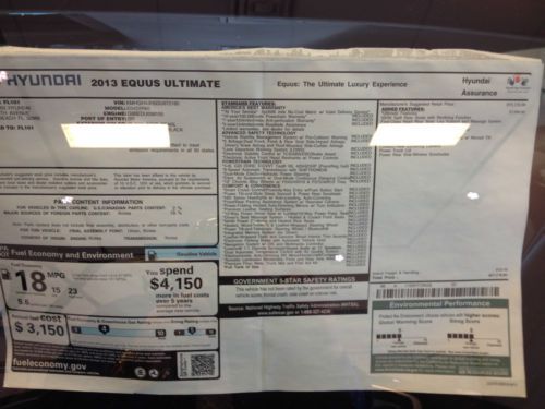 2013 Hyundai Equus Ultimate Sedan 4-Door 5.0L Merceds rolls royce lexus luxury, US $67,170.00, image 3