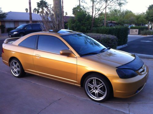 2001 honda civic ex coupe 2-door 1.7l v-tech gold excellent automatic loaded