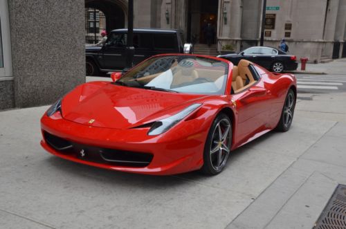 2014 ferrari 458 italia spider red/tan 127 miles! carbon fiber navi +sat camera