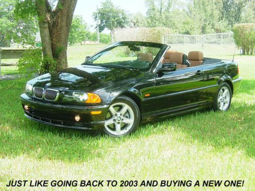 2003 bmw 325i convertible from florida!  black with tan, 46,000 mile, one owner!