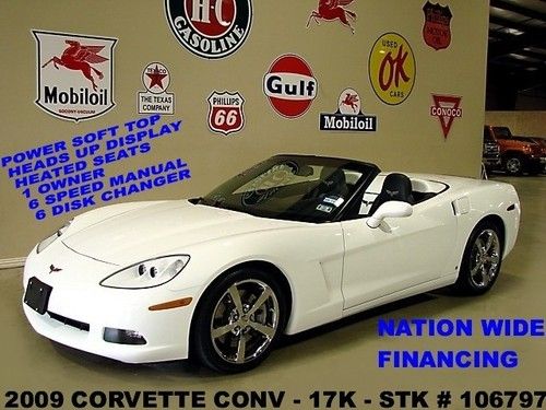 2009 corvette conv,6 speed,pwr top,hud,htd lth,bose,chrome whls,17k,we finance!!
