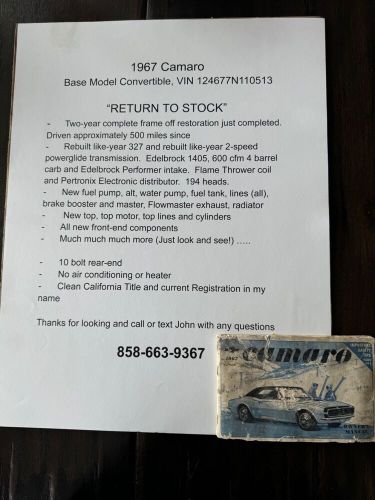 1967 Chevrolet Camaro, US $8,100.01, image 16