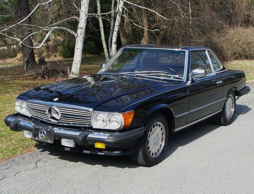 1989 merc- benz rare 560sl conv. 68k black w.tan interior near mint cond. 3rd se