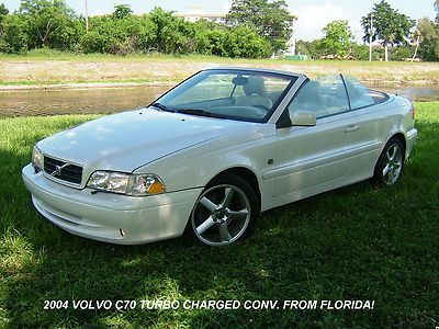 Beautiful 2004 volvo c70 convertible in pearl white &amp; tan leather from florida!