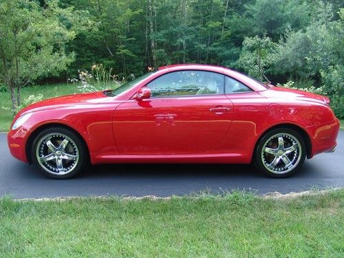 2002 lexus sc430 hardtop convertible, absolutely red, sporza wheels, 32 pix, nr