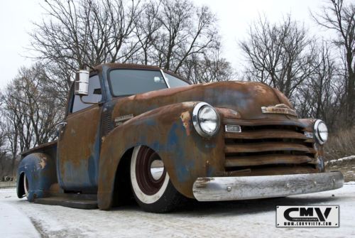1953 bagged chevy pickup 3100 air ride air lift slammed patina hot rat rod 47 54, image 2