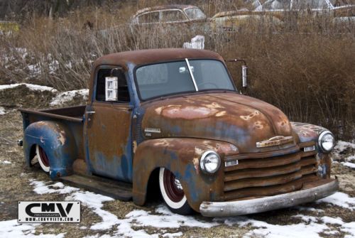 1953 bagged chevy pickup 3100 air ride air lift slammed patina hot rat rod 47 54, image 3