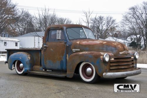 1953 bagged chevy pickup 3100 air ride air lift slammed patina hot rat rod 47 54, image 20