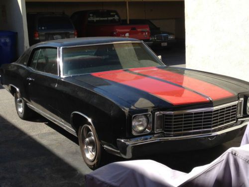 1972 chevrolet monte carlo base hardtop 2-door 5.7l black with red racing stripe