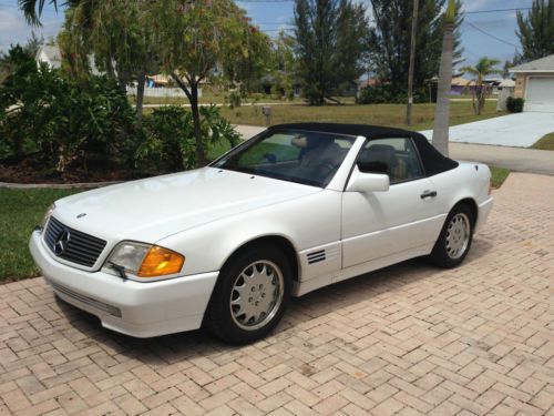 Mercedes sl500 1991 55k miles white inside brown with hard top