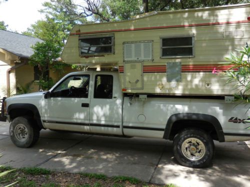 1998 chevrolet 2500 silverado, 4wd, ext cab, long bed &amp; slide in sunliner camper