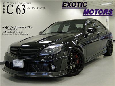 2009 mercedes c63 amg blk/blk amg performance-pkg nav xenons htd-sts shade 451hp