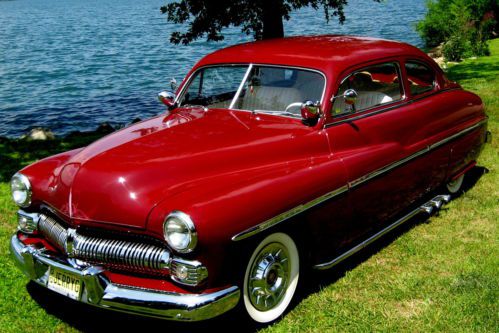 1950 2 door,dark red metallic/white interior,nosed,decked,lowered,350,ps,pdb,exc