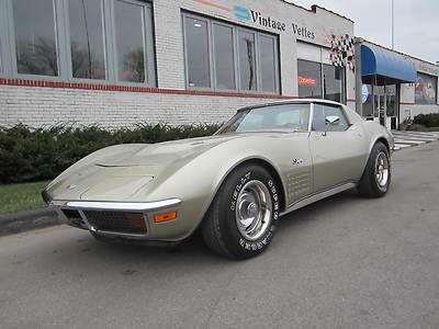 Rare combo 1972 c3 corvette t-top silver red #s original 454 auto a/c tilt