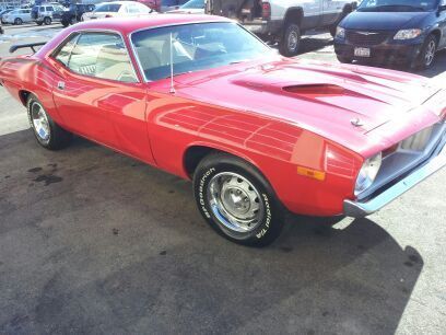 1973 cuda  440  big block  727 auto trans  red   rare  white interior  cool car