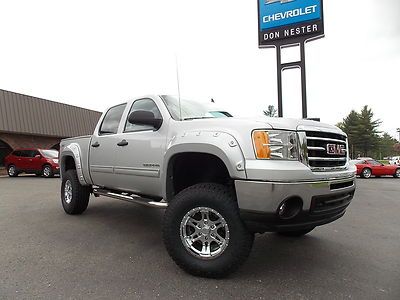 12 gmc sierra 1500 4x4 lifted 17" chrome wheels 35" tires gibson exhaust leathe