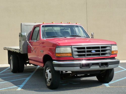 ~~95~ford~f-450~flatbed~7.3l~diesel~5spd~manual~work~truck~no reserve~~