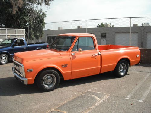 1969 chevrolet shortbed frame off a/c big window ps discs orange beautiful truck