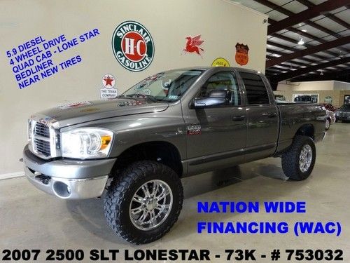 07 ram 2500 quad cab lone star 4x4,6 speed trans,diesel,20in whls,73k,we finance