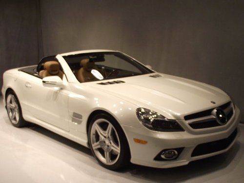 Crtfd 2011 11 mercedes-benz sl550 panoramic convertible white/tan 8k mi 1 owner!