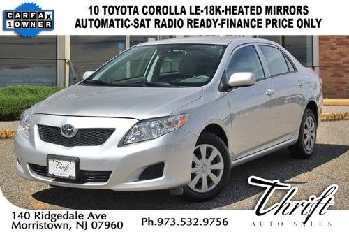 10 toyota corolla le-18k-heated mirrors-automatic-sat radio ready