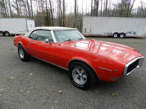 1968 pontiac firebird 400 6.6l red white interior convertible